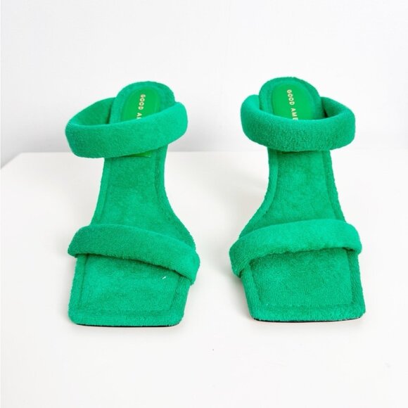 New Good American Terry Slip On High Heel Sandals Green size 7.5 - Picture 2 of 6